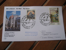 FIRENZE - MUNCHEN 1987 Lufthansa Airlines De Havilland DHC8 First Flight Cancel Card GERMANY ITALY - 1981-90: Storia Postale