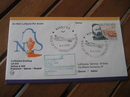 FRANKFURT - GENOVA - NAPOLI 1981 Lufthansa Airlines Airbus A300 First Flight Green Cancel Cover GERMANY ITALY - 1981-90: Storia Postale