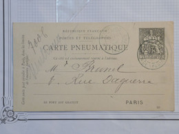 BH1 FRANCE BELLE CARTE PNEUMATIQUE 30C   1898 PARIS RUE DAGUERRE + +AFFRANCH. INTERESSANT - Otros & Sin Clasificación