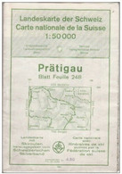 Topographical Map Switzerland 1950 Pratigau Scale 1:50.000 Carte Nationale Avec Itineraires De Ski Feuille 248 - Cartes Topographiques