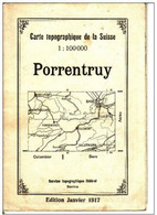 Topographical Map Switzerland 1917 Porrentruy Scale 1:100.000 Schweiz Landestopographie Bern - Cartes Topographiques