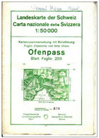 Carte Nationale Della Svizzera Feuille 259 Topographical Map Switzerland 1951 Ofenpass Scale 1:50.000 - Cartes Topographiques