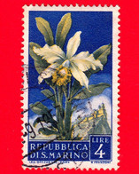 SAN MARINO - Usato - 1957 - Fiori - 2ª Emissione - Orchidea - 4 - Usados