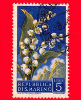 SAN MARINO - Usato - 1957 - Fiori - 2ª Emissione - Mughetti  - 5 - Usados