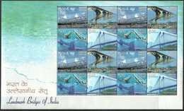 India 2007 LANDMARK BRIDGES OF INDIA Full Sheetlet (Sheetlet With 4 Se-tenant Blocks) MNH - Autres & Non Classés