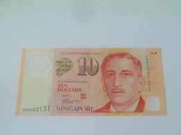 RARE !!!  Singapore $10 Dollars Portrait Series Very Lucky Repeater Number Banknote 4HG003131 (#195)  AU - Singapour