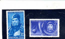 ROMANIA  1961 - Yvert   A 141/2** - Primo Volo Spaziale - Unused Stamps