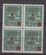 Z4292 - OCC. YUGOSLAVA TRIESTE SASSONE N°7 ** Quartina - Jugoslawische Bes.: Triest