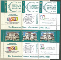 RO 2022-COURT OF ACCOUNTE, ROMANIA, 3 X 2v + Lables, MNH - Nuovi