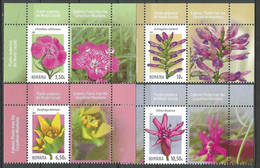 RO 2022-FLOWERS, ROMANIA, 4v + Lables, MNH - Unused Stamps