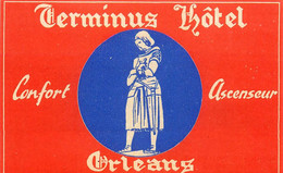 Orléans * TERMINUS Hôtel * étiquette D'hôtel Ancienne Illustrée Publicitaire * Germany Allemagne - Orleans