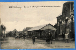 80 - Somme - Gruny - La Rue De Champien Et Le Cafe Billard Cathoire (N10888) - Otros & Sin Clasificación