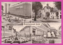 282707 / Germany - Bezirksstadt Suhl - C-Warenhaus Blick Zum Rathaus Steinweg Stadelstrasse Monument Fountain 1979 PC - Suhl