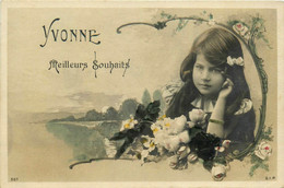 YVONNE Yvonne * Carte Photo * Prénom Name * Art Nouveau Jugenstil Fillette - Voornamen