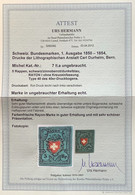 1850 ZNr 15 IIa UNGEBRAUCHT RARITÄT 5 Rp Rayon I Attest Hermann   (Schweiz Switzerland Mint Cert Suisse Neuf Certificat - 1843-1852 Poste Federali E Cantonali