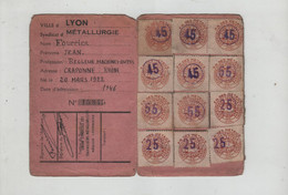 Carte Confédérale 1948 CGT Métallurgie Fourrier Régleur Machines Outils Craponne - Cartes De Membre