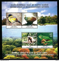 India 2012 Biodiversity Fauna Animals Birds Frog Monkey Nature Miniature Sheet MS MNH, P.O Fresh & Fine - Autres & Non Classés