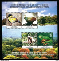 India 2012 Biodiversity Fauna Animals Birds Frog Monkey Nature Miniature Sheet MS MNH, P.O Fresh & Fine - Chimpansees