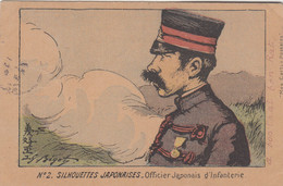 B8889) Silhouettes JAPONAISES - Officier JAPONAIS D` Infanterie - JAPAN 1904 Signiert BIGOT Gel. 1904 - Otros & Sin Clasificación