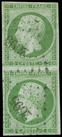 O FRANCE - Poste - 12, En Paire Verticale, PC 2695, Signé Calves: 5c. Vert - 1853-1860 Napoleon III