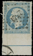 * FRANCE - Poste - 14Aj, Percé En Ligne, Pc 1727, Avec Filet D'encadrement (pli D'archive): 20c. Bleu - 1853-1860 Napoleon III