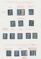 O FRANCE - Poste - 14, Type I Et II, Petite étude De 43 Unités, 8 Paires, Une Bande De 3, Et 3 Lettres, Nuances, Oblitér - 1853-1860 Napoleon III