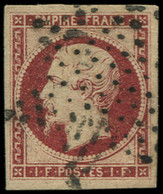 O FRANCE - Poste - 18, Très Belle Marges, Signé Calves: 1f. Carmin - 1853-1860 Napoléon III.