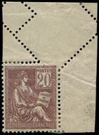 * FRANCE - Poste - 113, Piquage Oblique Par Pliage: 20c. Mouchon Brun Lilas (Spink) - Unused Stamps