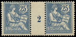 ** FRANCE - Poste - 127, Paire Millésime "2": 25c. Mouchon Retouché - Unused Stamps