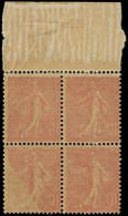 ** FRANCE - Poste - 129e, Bloc De 4 Impression Recto-verso, Bdf: 10c. Semeuse Rose - Ongebruikt