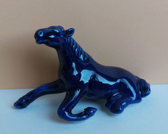 MINIATURE - MINIATURES ANIMAUX -  CHEVAL BLEU COUCHÉ - 10cm X 6cm - Dieren