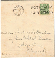 Grande Bretagne - Surrey - Croydon - Post Early For Christmas - Partie De Lettre Pour Angoulême (France) - 1933 - Lettres & Documents
