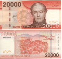 CHILE New 20'000  Pesos ,  Paper  P165m  2020  ( Andres Bello + Monumento Salar De Surire & Flamingoes At Back ) UNC - Chile