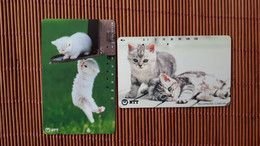 Cats 2 Phonecards Used - Katzen