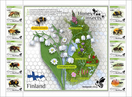 Finland 2022 Honey Insects BeePost Block Of 10 Stamps Mint - Unused Stamps