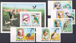 Haute Volta 1977, Schweitzer, Birds, Kingfisher, Birds Of Prey, 6val +BF IMPERFORATED - Haute-Volta (1958-1984)