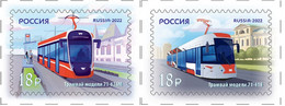 Russia 2022, Municipal Transport Of Russia, Modern Tramcars, XF MNH** - Ungebraucht