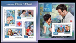 Sao Tome 2015 MNH MS+SS, 50th Anniversary Of Medicare & Medicaid, Red Cross - Secourisme