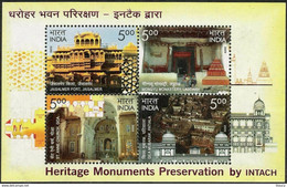 India 2009 INTACH Heritage Monument Buddha Monastery Fort Church Miniature Sheet MS MNH, P.O Fresh & Fine - Hinduismus