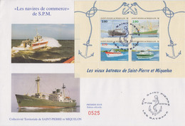 Enveloppe  FDC  Grand  Format  1er  Jour   SAINT  PIERRE  MIQUELON   Bloc  Feuillet    Les  Vieux  Bateaux  1994 - FDC