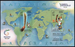 India 2010 QUEEN’S BATON RELAY XIX COMMONWEALTH GAMES Miniature Sheet MS MNH, P.O Fresh & Fine - Otros & Sin Clasificación