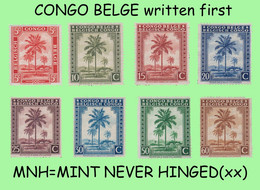 1942 ** BELGIAN CONGO / CONGO BELGE COB 228+249/255 MNH PALM TREES SET (French) ( X 8 Stamps ) - Nuevos