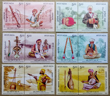 INDIA 2020 MUSICAL INSTRUMENTS SE-TENANT PAIRS, MUSIC, PERFORMING ART, MUSICIANS.....MNH - Ungebraucht
