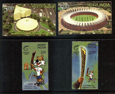 India 2010 XIX Commonwealth Games STADIUMS & QUEEN'S BATTON RELAY 2 X 2v Set Of Stamps (4 STAMPS) MNH - Sonstige & Ohne Zuordnung