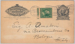 52461 - UNITED STATES - POSTAL STATIONERY CARD: Scott # UX 4 To ITALY 1912 - Other & Unclassified