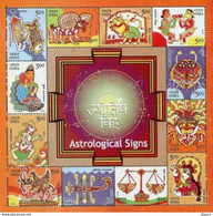 India 2010 Astrology / Astrological Signs Zodiac MINIATURE SHEET MS MNH - Hinduism