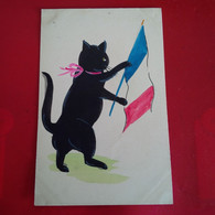 CHAT NOIR DRAPEAU FRANCE - Katzen