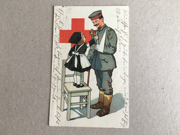 Bayern Red Cross Rotes Kreuz Croix Rouge Feldpost 1918 Nurnberg Kunstler E. Nister Wounded Soldier Verwundeter Soldat - Croix-Rouge