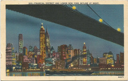 AC3272 New York - Financial District And Lower New York Skyline At Night / Viaggiata 1940 - Panoramic Views