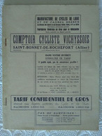 Comptoir Cycliste Vichyssois Prophète Saint Bonnet De Rochefort Allier 1950 Tarif Catalogue Cycle Automobile Vélo 116p - Sports & Tourisme